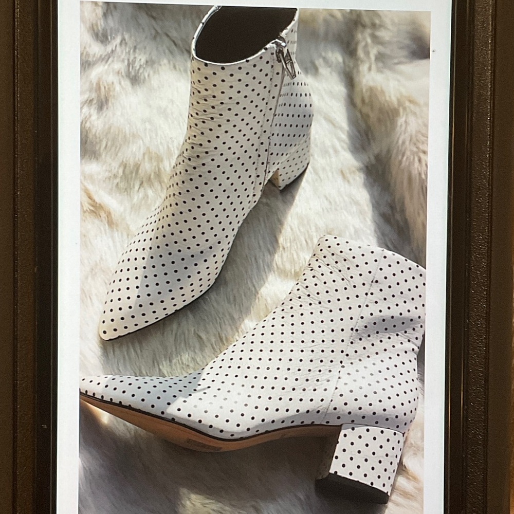 Dolce Vita White Polka Dot Ankle Boots